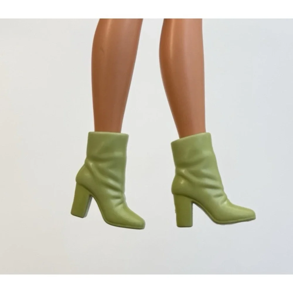 1999‎ Corduroy Cool Barbie/Teresa Doll Shoes-Sage Dusty Green Heel Ankle Boots